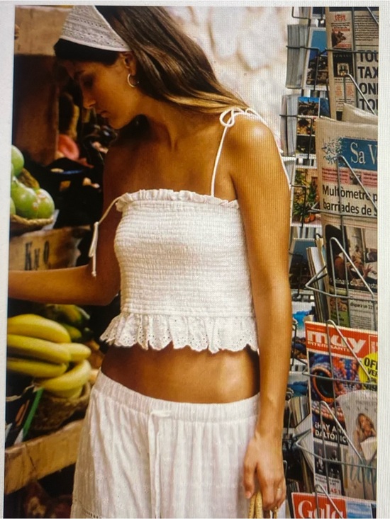 Ghanda Tops - Ghanda White Boho Ruffle Camisole